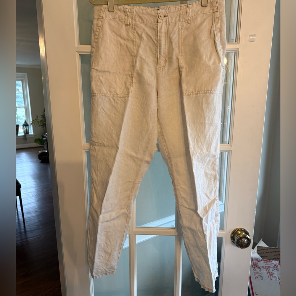 Sanctuary Women’s Beige Linen Cargo Jogger Pants Sz 30 Like New Capsule Wardrobe